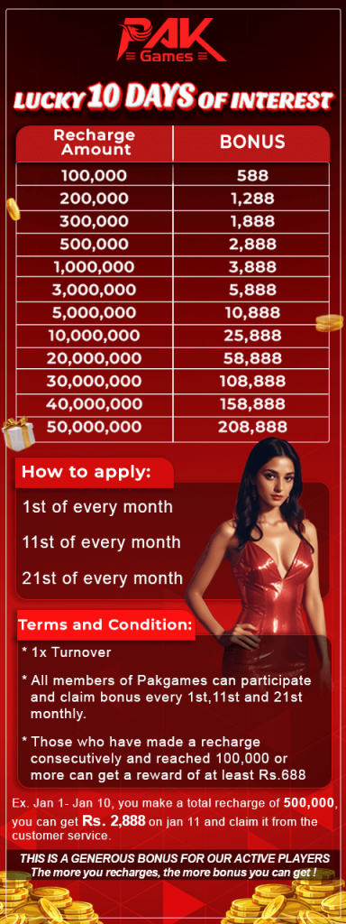 Lucky 10 Days Interest on PakGames